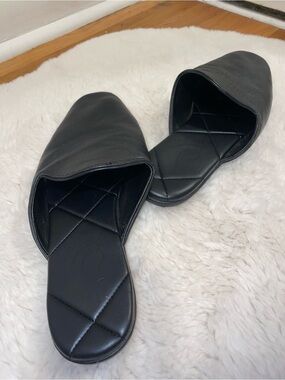 Sam Edelman Black Quilted Leather Slip-On Mules, minimalistic, neutral tones